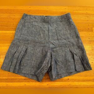 Boden blue/chambray 100% linen high waist shorts NWT